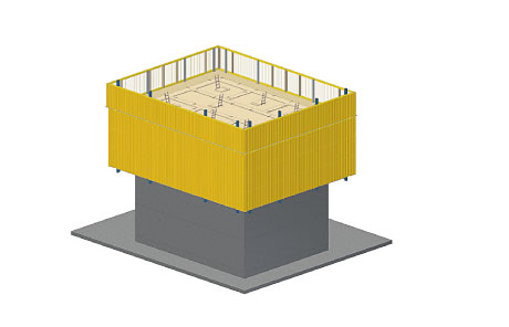 System. Advance construction of the stiffening core